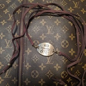 Brown faux suede cord choker